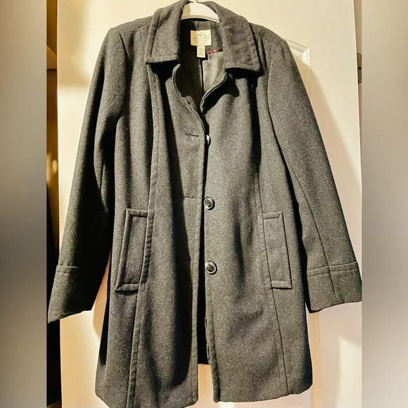 slim fit dress slacks Alicia Gray Belted Long Coat in Dark Gray, Women's Double-Breasted Woolen Long Coat, Belted Lapel Full Sleeve Autumn Winter Outerwear for Women, SOERA main image 0
